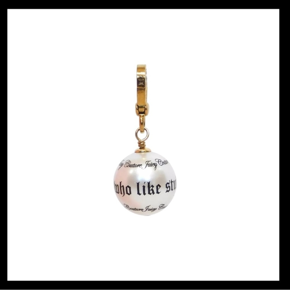 Juicy Couture Script Pearl Charm For Nice Girls Who Like Stuff NIB - Picture 10 of 10